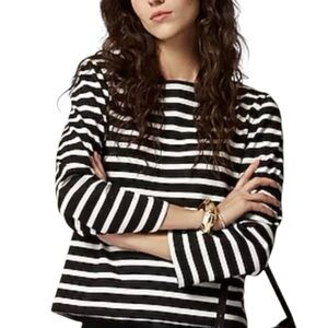 Banana Republic black striped classic boatneck top 100% cotton size  M
